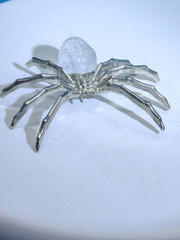 Clear quartz silver spider