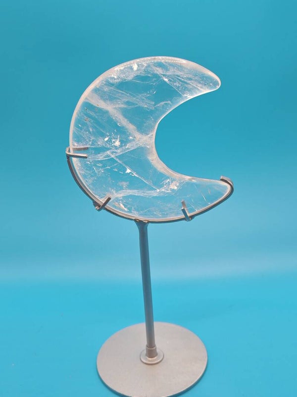 Clear Quartz Moon with custom made stand