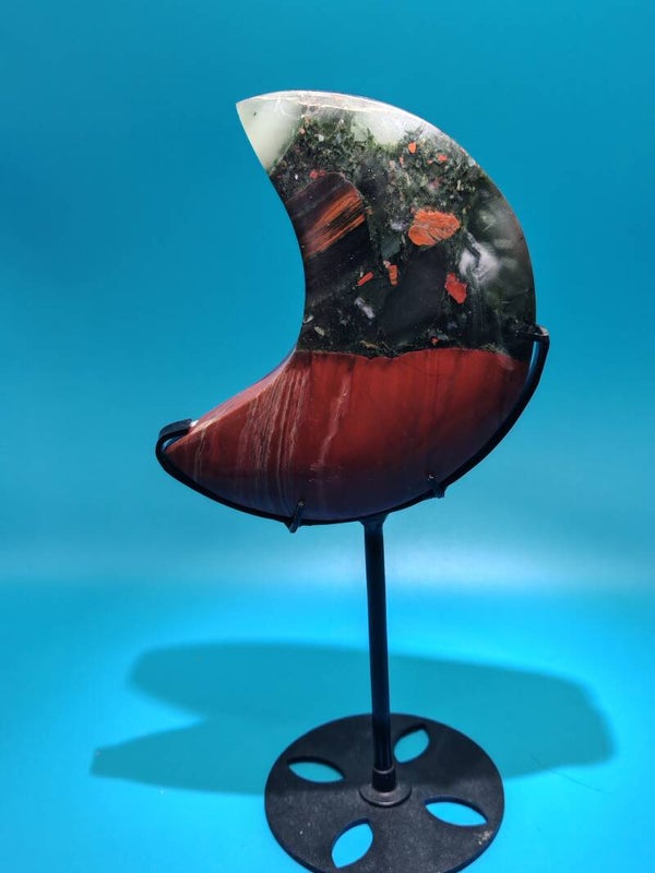 African Bloodstone Moon with custom stand