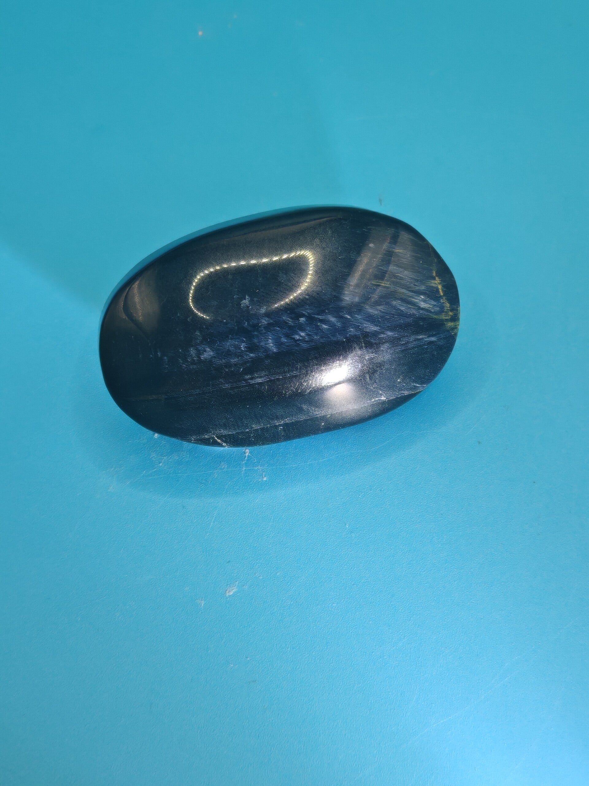 Blue Tigers eye Palm Stone 5