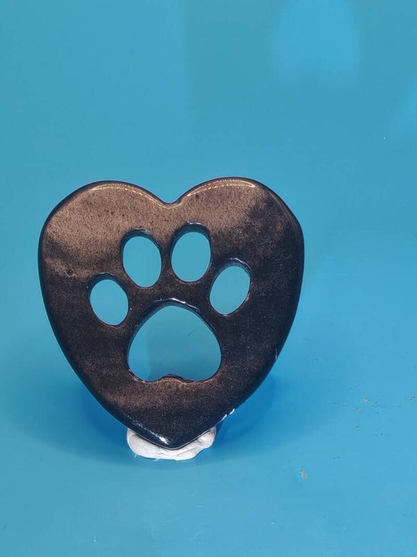 Silver Obsidian Paw Heart 2