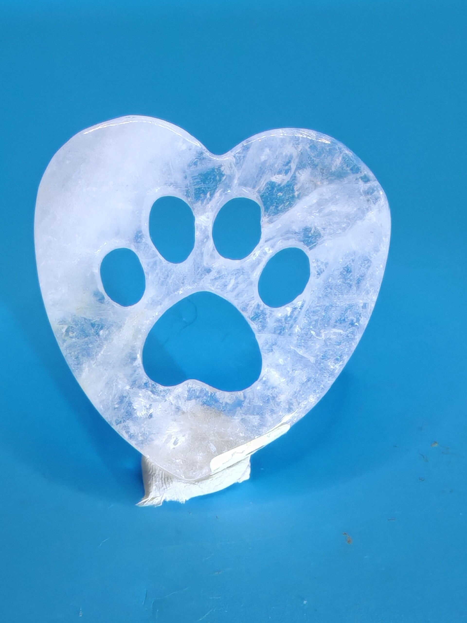 Clear Quartz Paw Heart