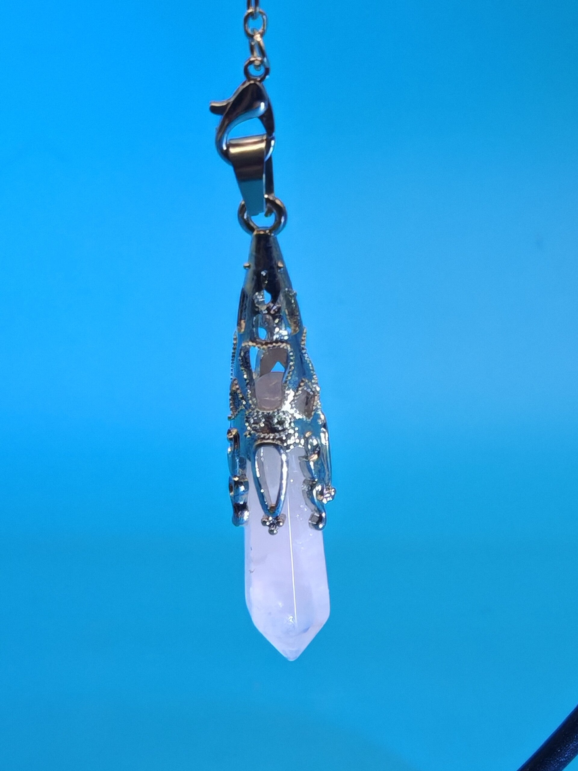 Rose Quartz Pendulum with chain 1