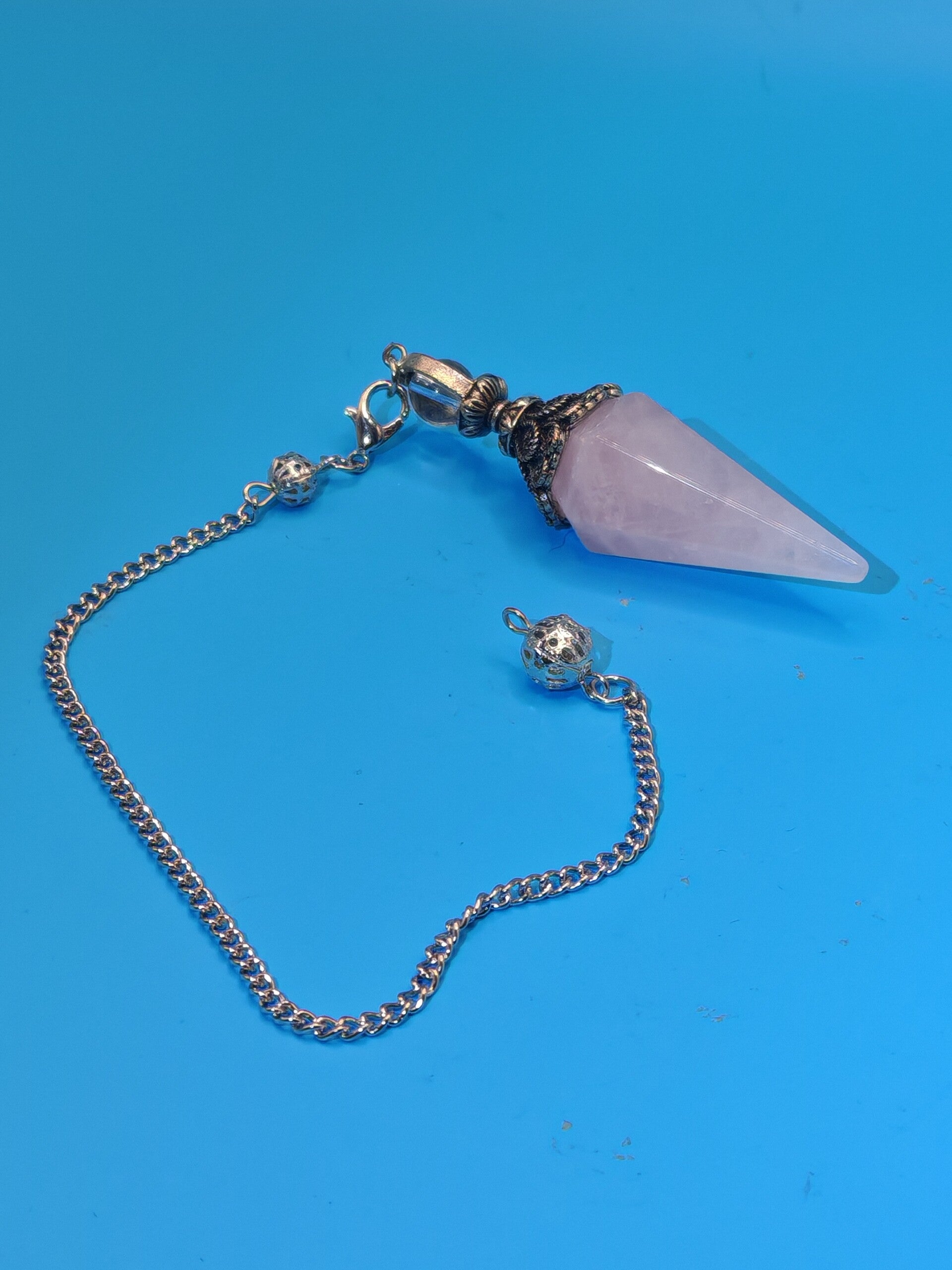 Rose Quartz Pendulum with chain 5