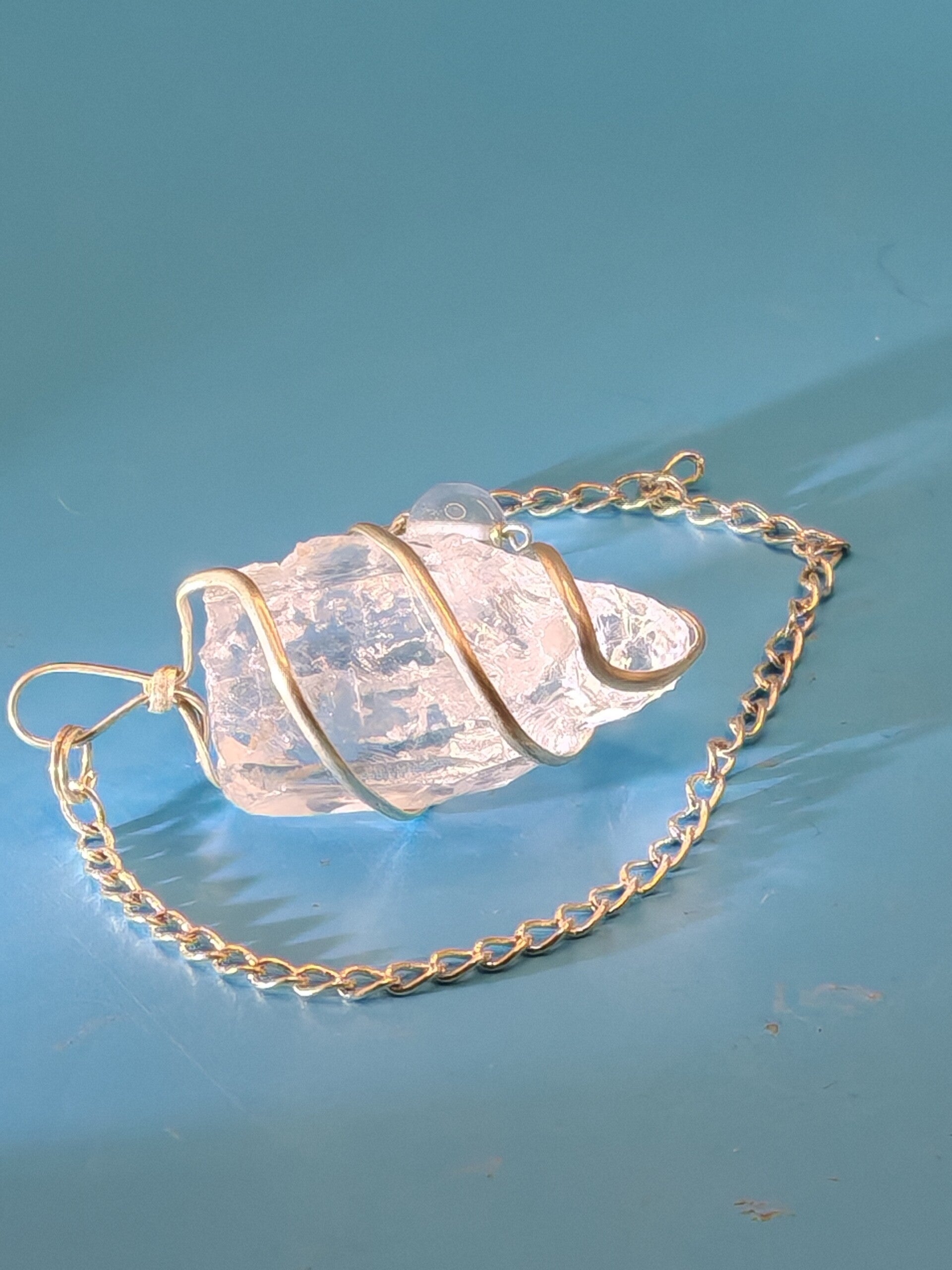 Clear Quartz wrapped Pendulum with chain 13