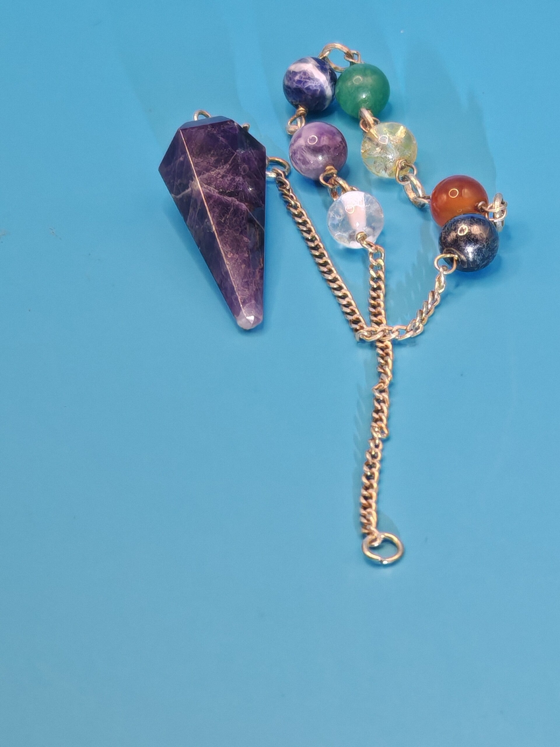 Chakra Amethyst Pendulum with chain 19