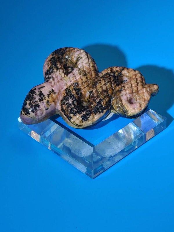Rhodonite Snake carving