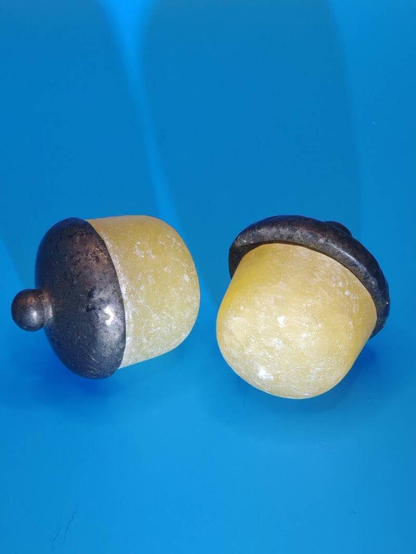 Orange calcite and pyrite Acorn