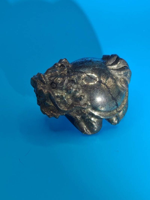 Pyrite Dragon Turtle Carving