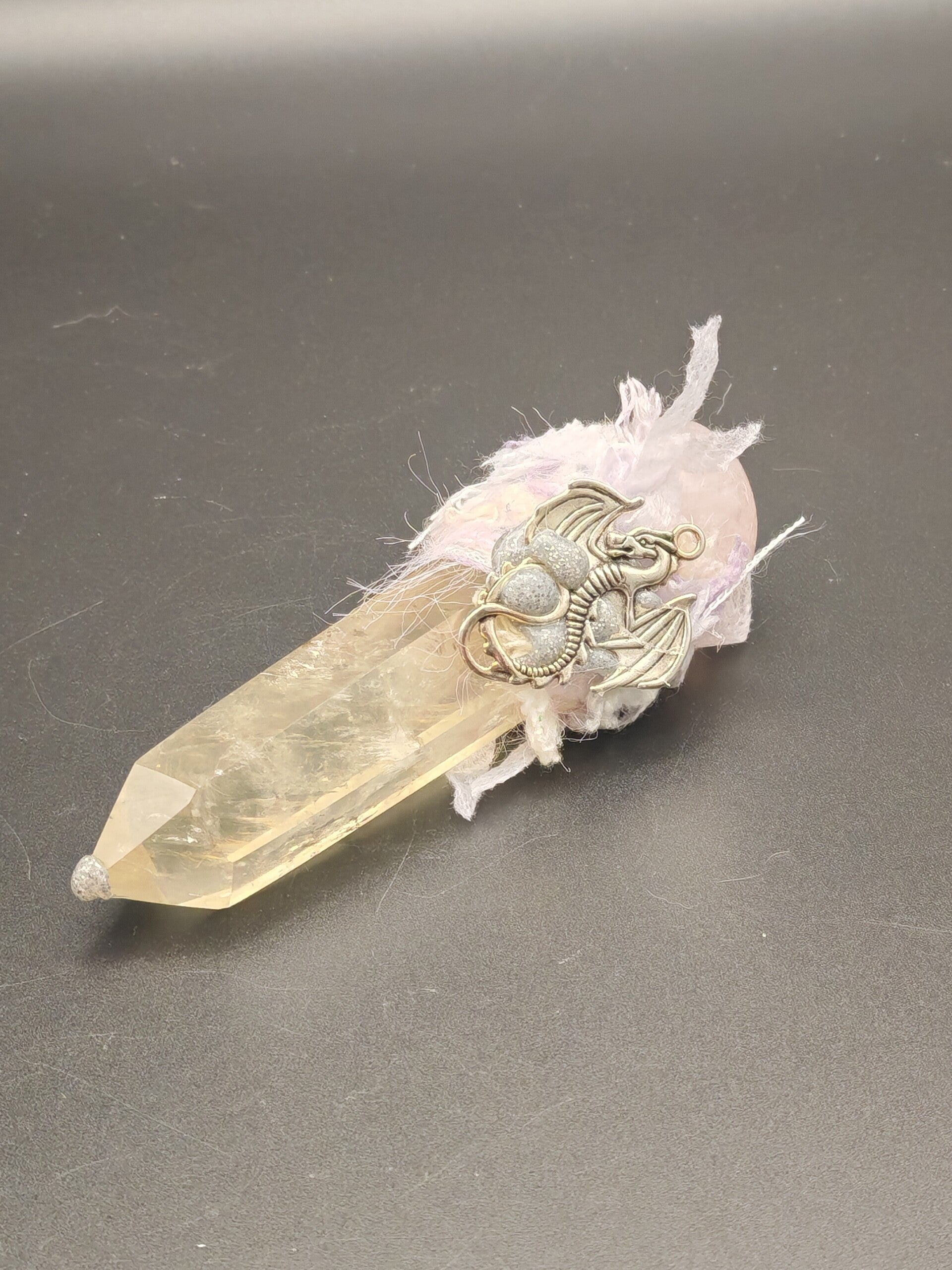 Citrine Wand with Rose Quartz