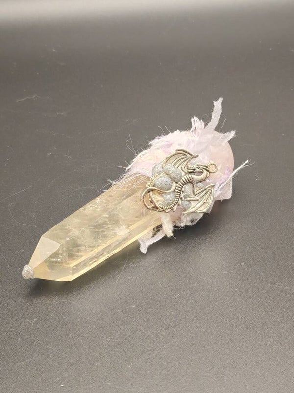 Citrine Wand with Rose Quartz