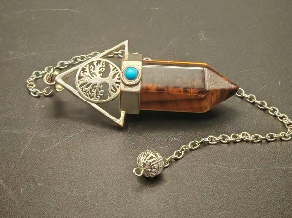 Tigers eye tree of life pendulum