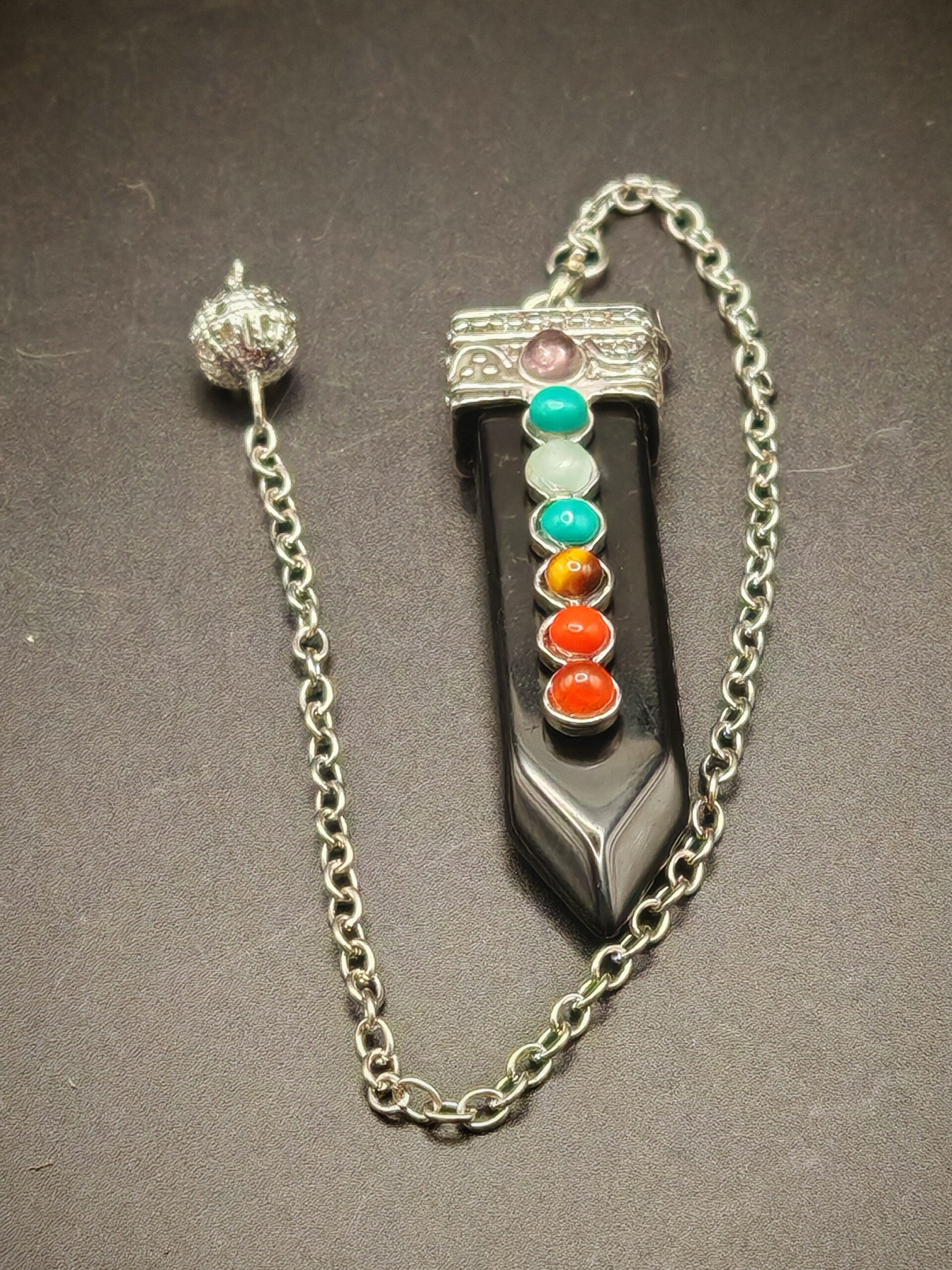 Black Obsidian chakra pendulum