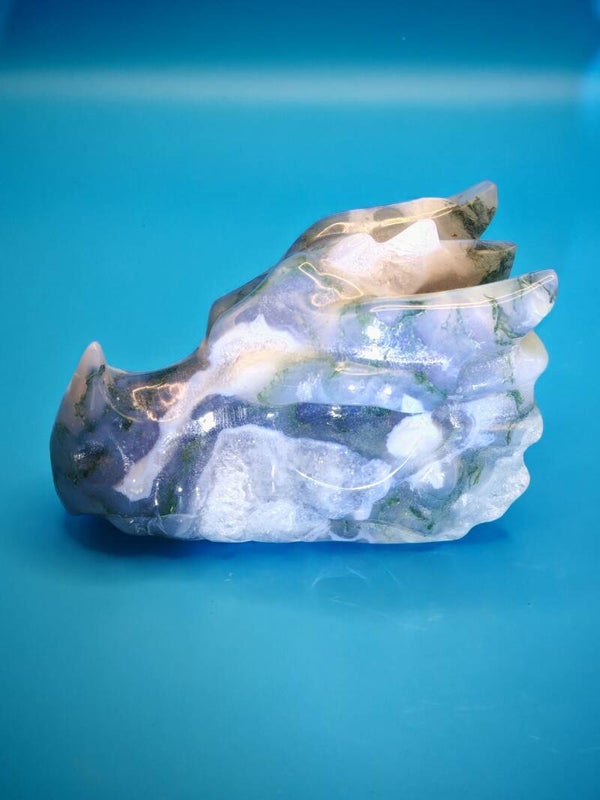Moss Agate Dragon Head
