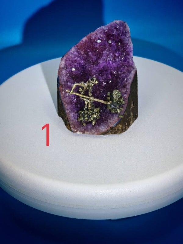 Amethyst Raw Crystal with Pyrite Miner