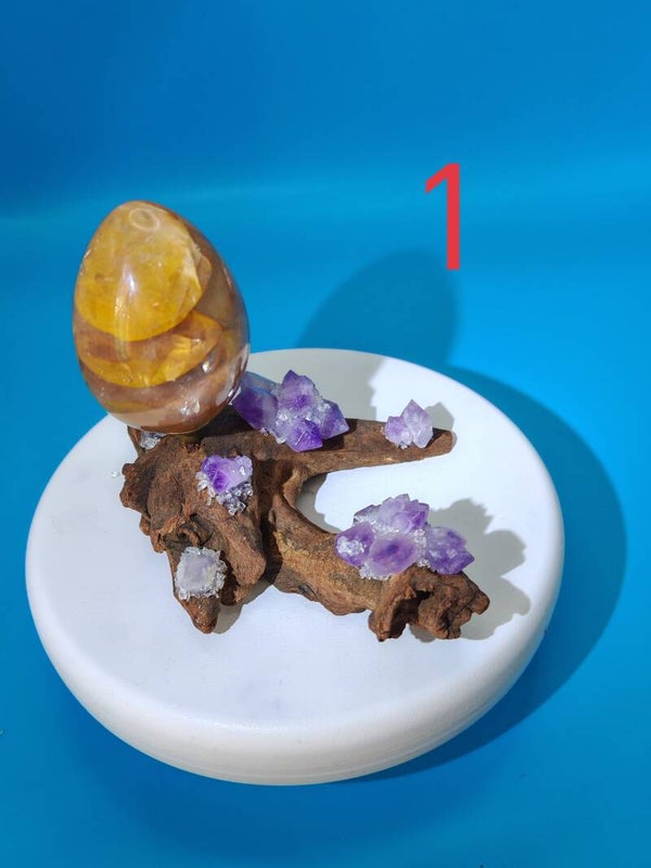 Amethyst and Wood Sphere Holder