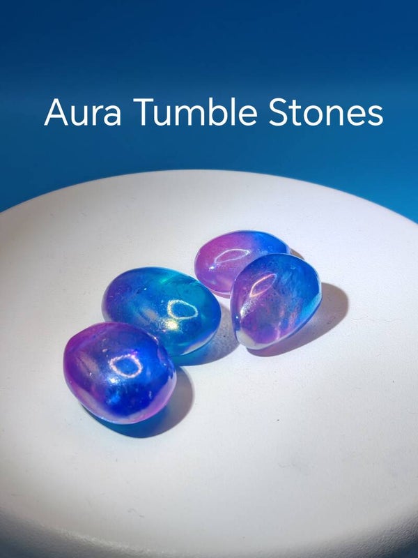 Blue Aura Tumble Stones
