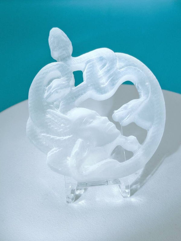 Medusa Selenite Carving