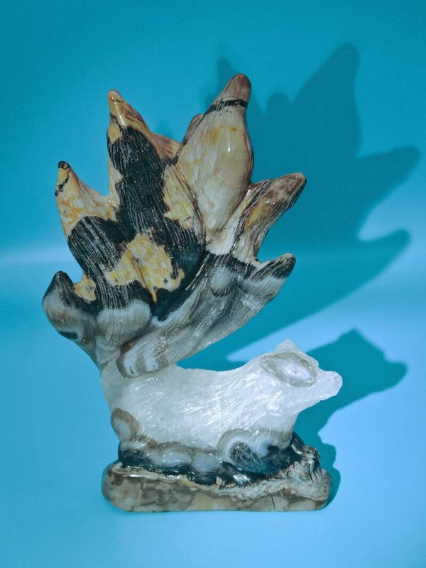 Volcano Agate Nine Tails Fox Carving