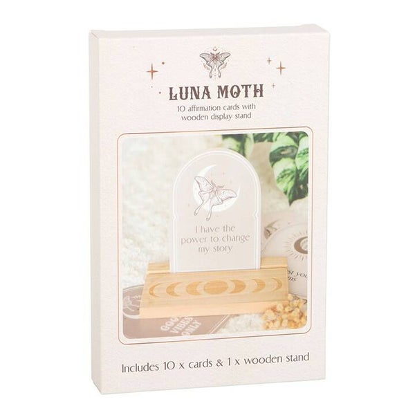 Lunar Moth Affirmation cards and wooden stand
