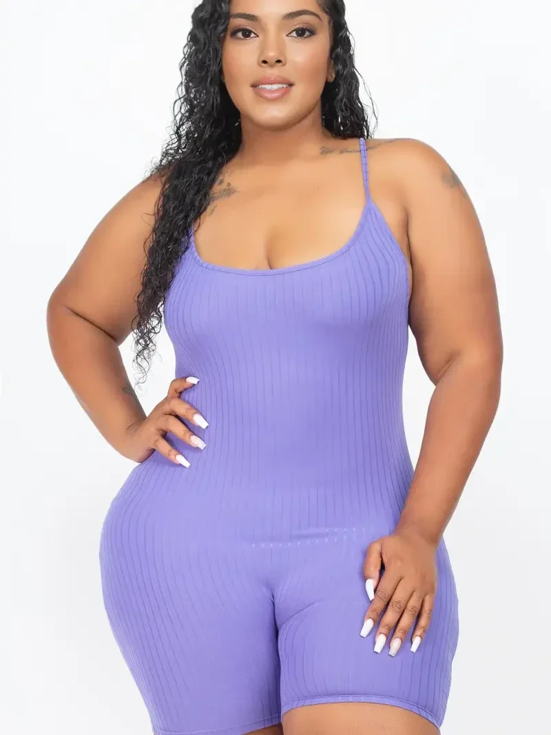 Plus Ribbed Bodycon Romper