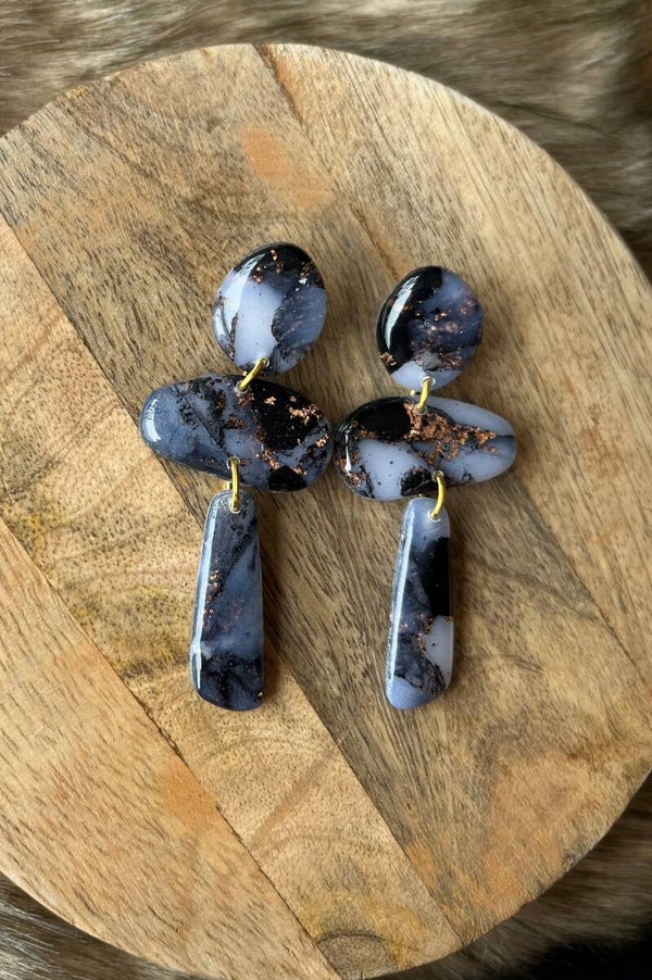 OLIVIA STATEMENT EARRINGS - BLACK GOLD