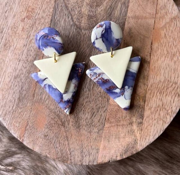 ELISE STATEMENT EARRINGS - BLUE YELLOW