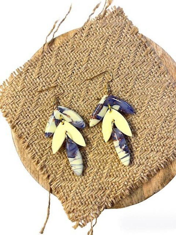 AYLA STATEMENT EARRINGS - BLUE YELLOW