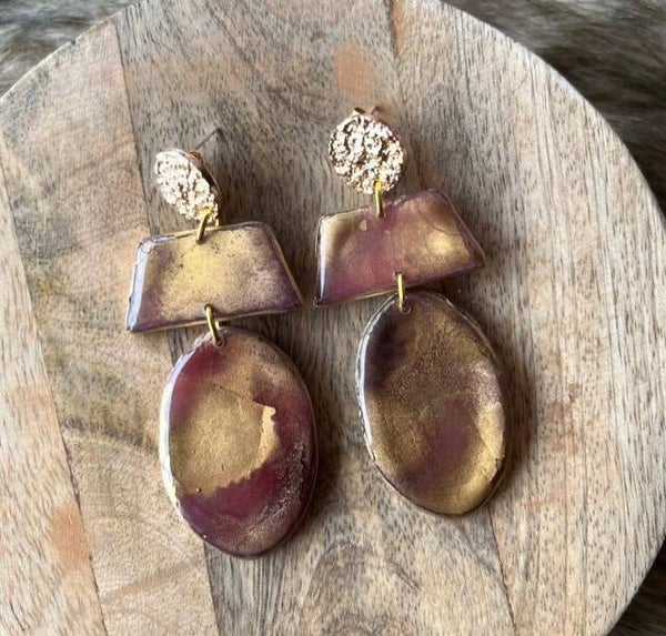 INAYA STATEMENT EARRINGS - GOLD BROWN