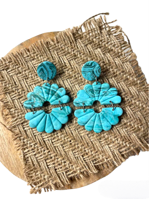 AMELIA HOOPS STATEMENT EARRINGS - TURQUOISE BLUE