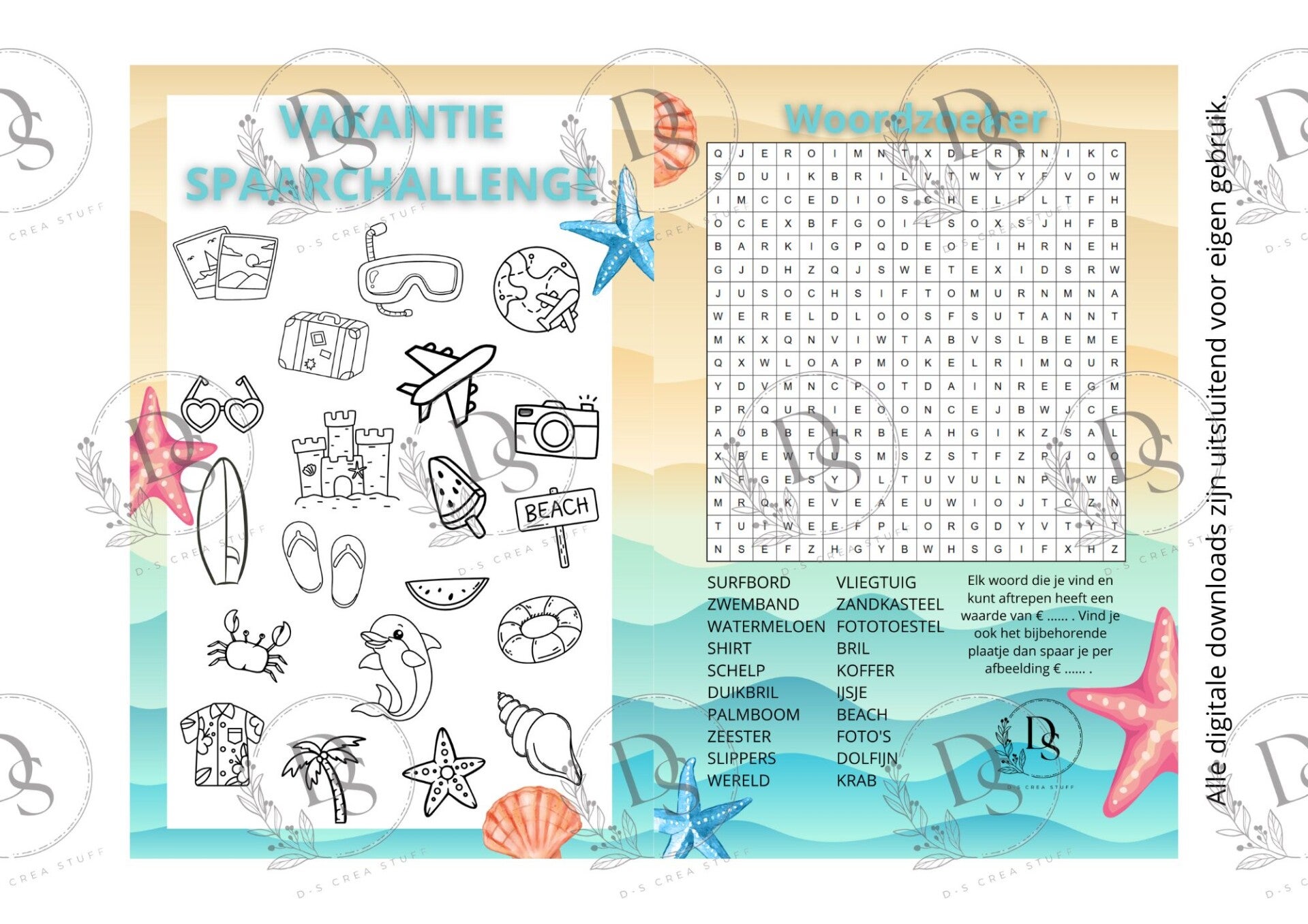 Vakantie Spaarchallenge / woordzoeker