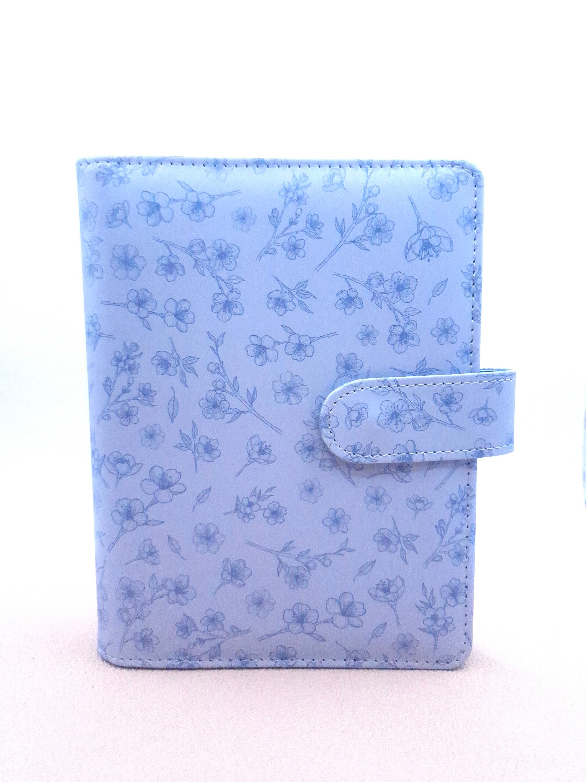 A6 Binder Lila/blue flower de luxe - Extra grote ringen
