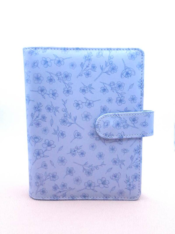 A6 Binder Lila/blue flower de luxe - Extra grote ringen