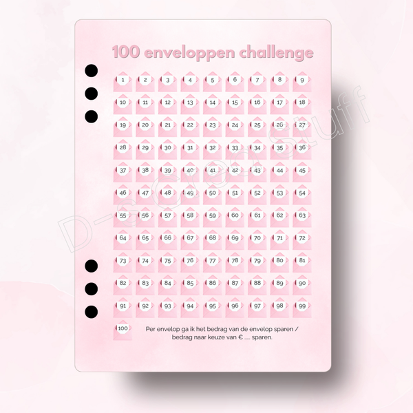 100 enveloppen challenge - Beautiful Pink