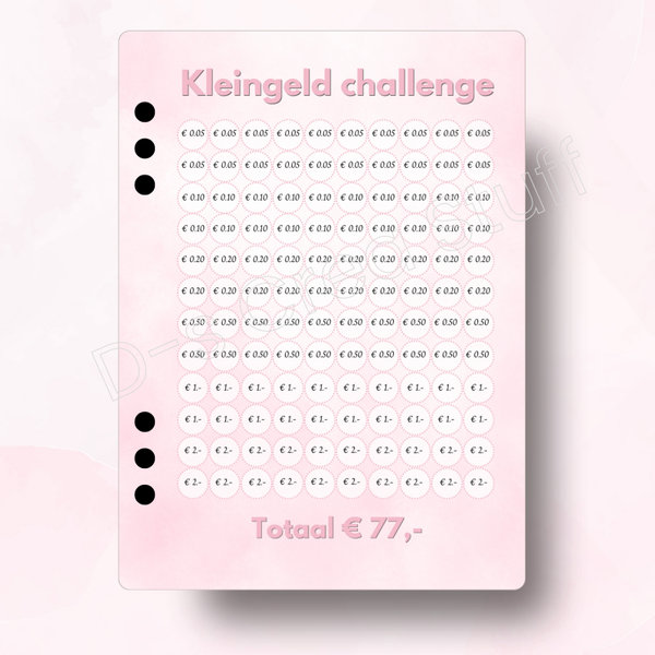 Kleingeld Challenge €77- Beautiful Pink
