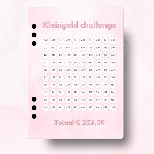 Kleingeld Challenge €252,50 - Beautiful Pink