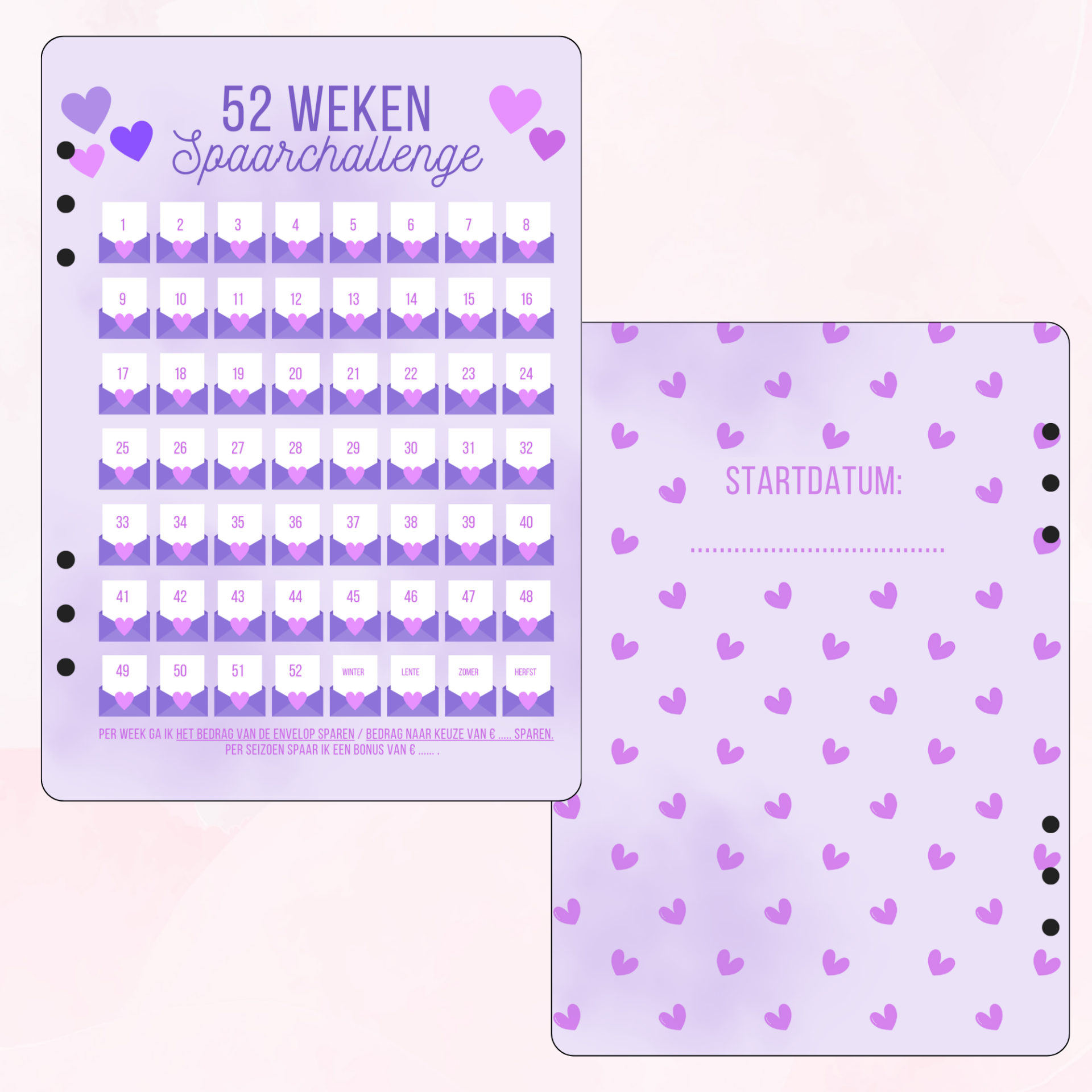 A5 52 weken challenge - Lila