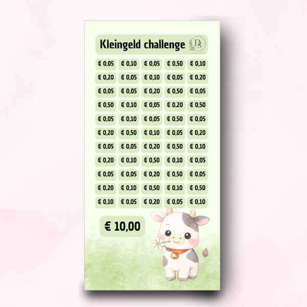A6 challenge - Kleingeld challenge 10 euro Green Cow