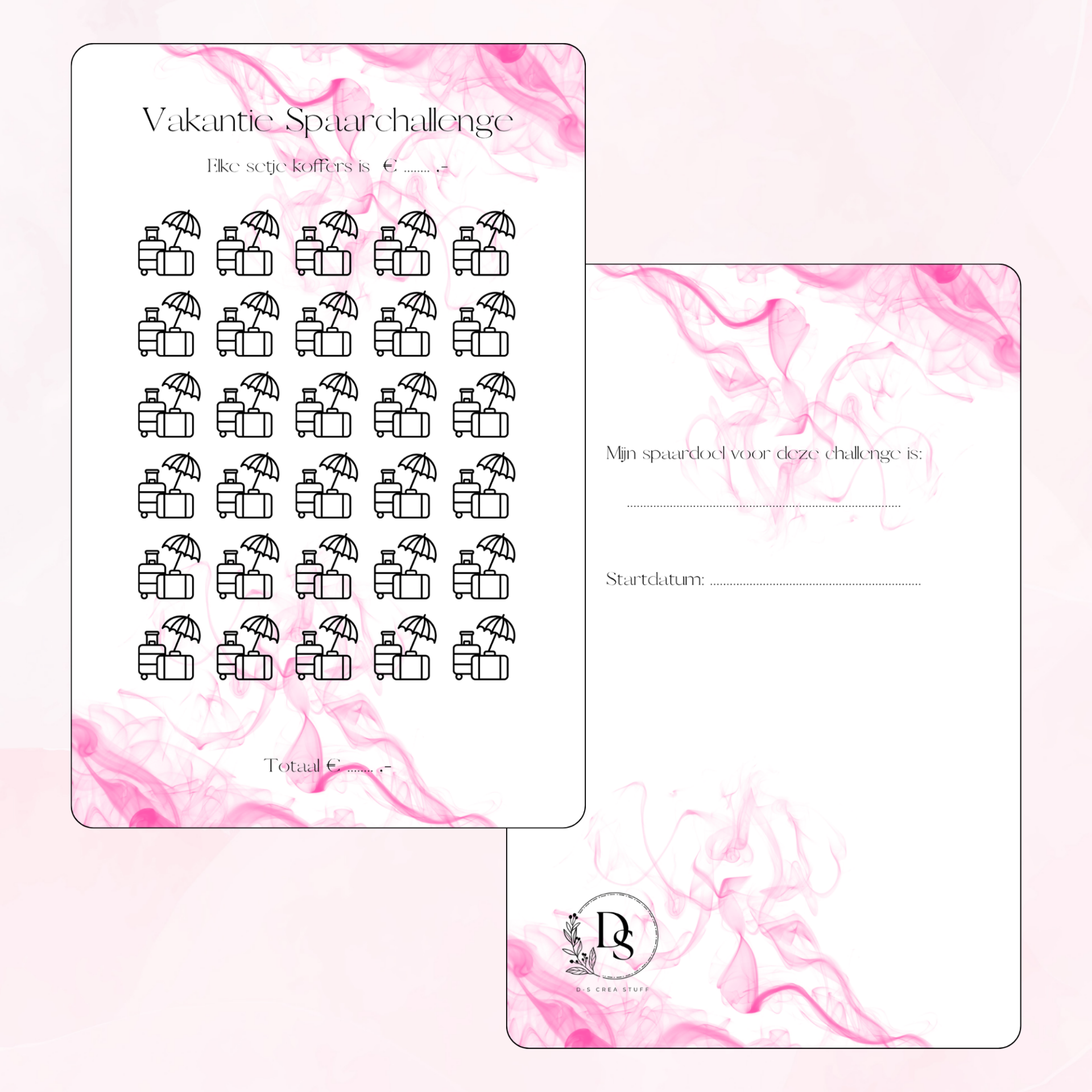 A5 Vakantie Spaarchallenge - roze