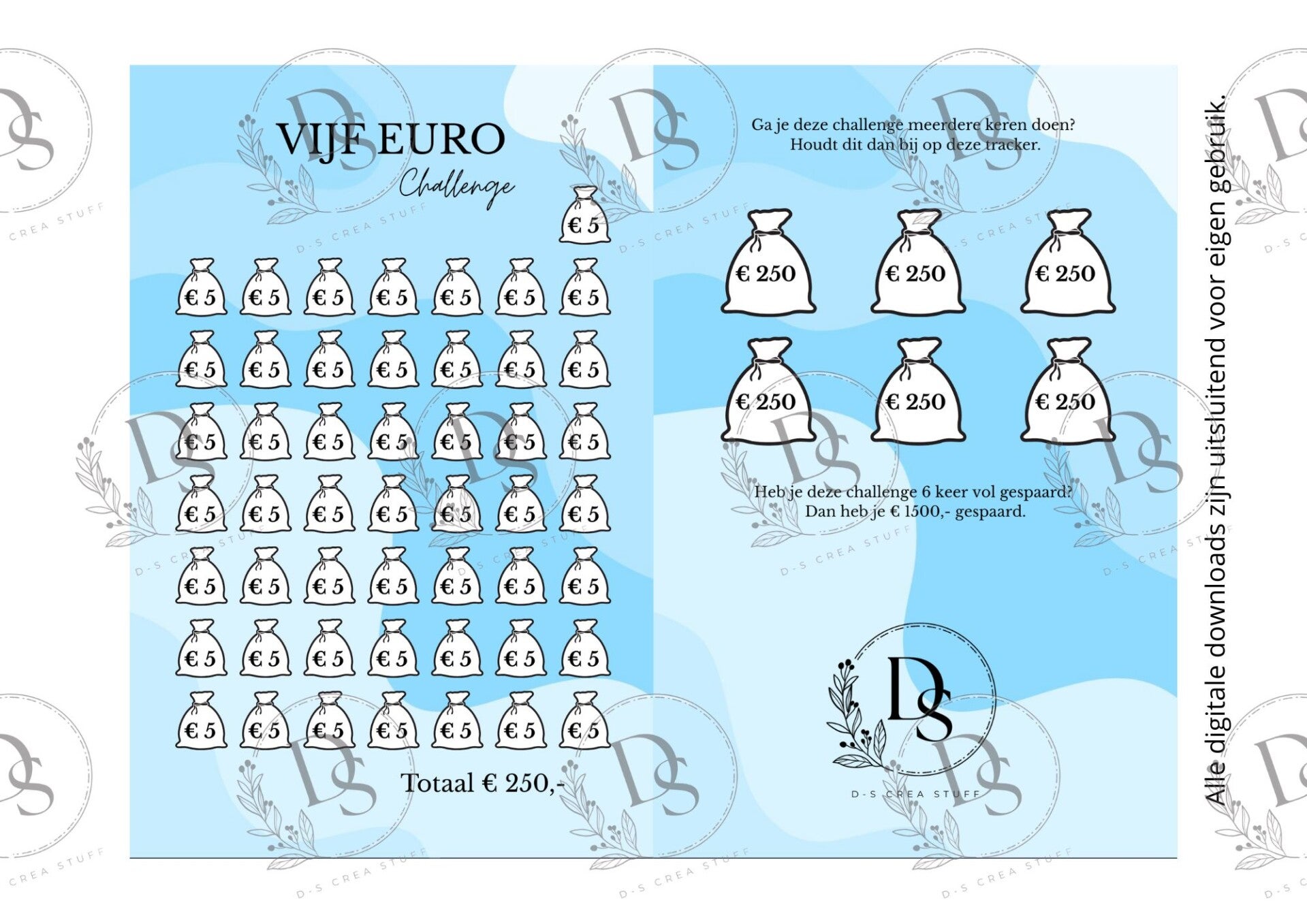 5 euro challenge blauw