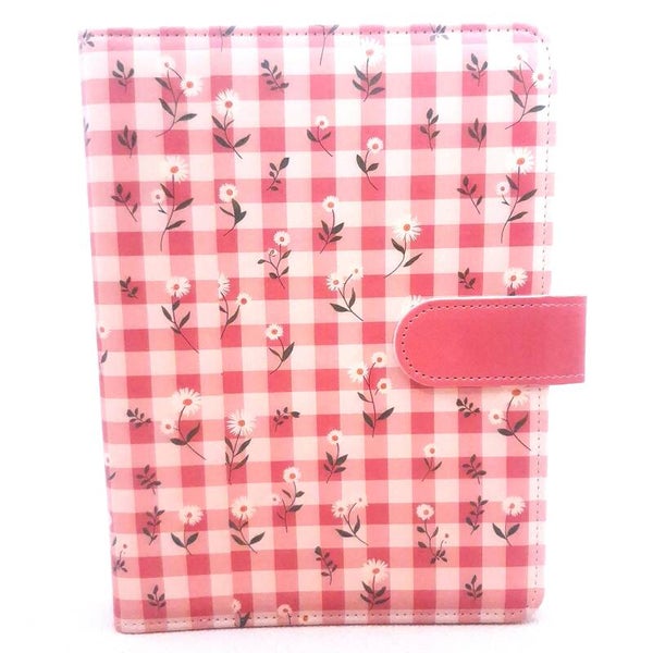 A5 binder met print - Ruitjes en bloemetjes