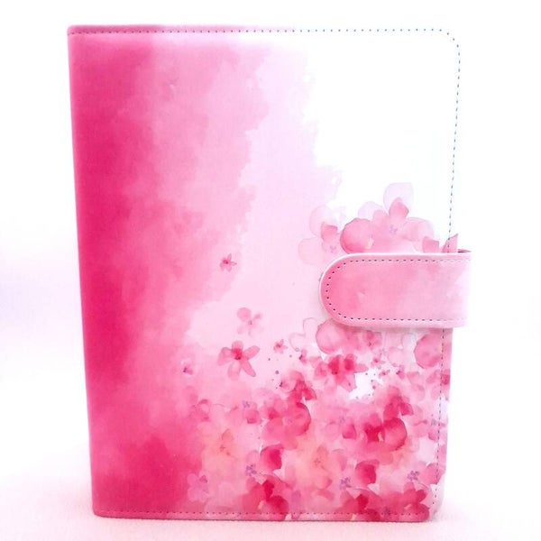A5 binder met print - Pink flowers