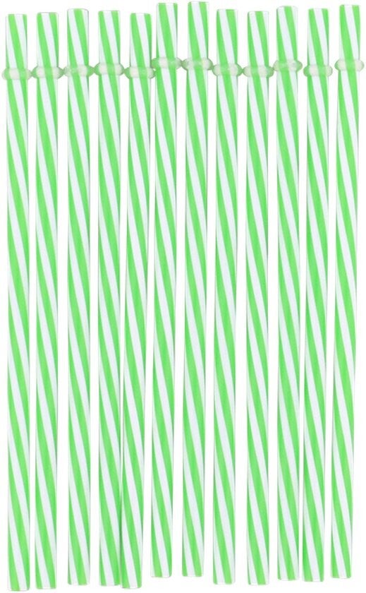 Herbruikbare kunsstof rietjes -12 stuks - groen - wasbaar.