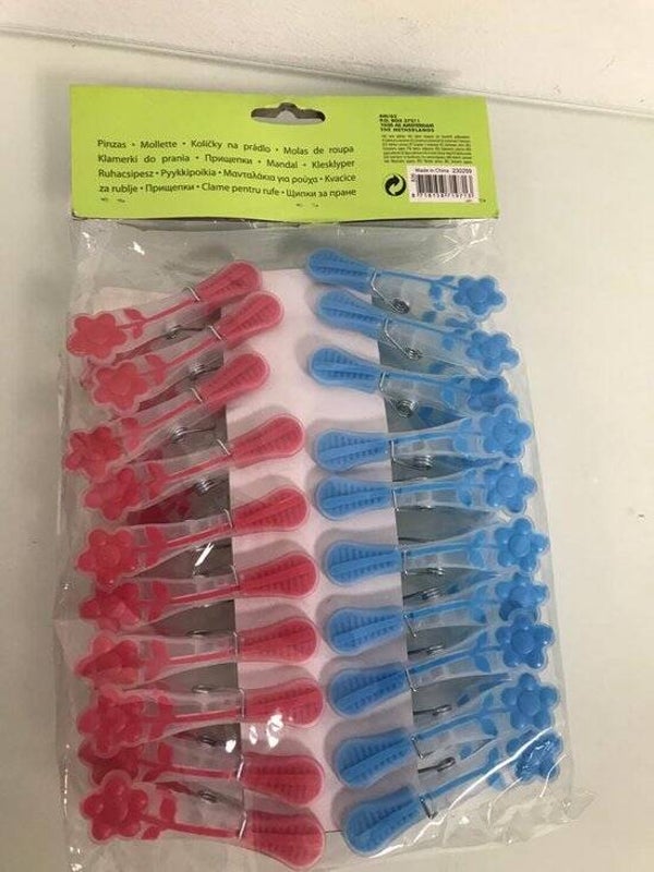 Wasknijpers Bloemdesign softgrip 20 stuks