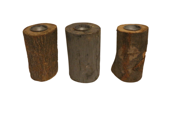 Grote houten waxinelichthouder