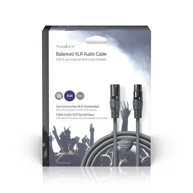 Gebalanceerde Audiokabel XLR 3-Pins Male - XLR 3-Pins Female - Vernikkeld - 20.0 m