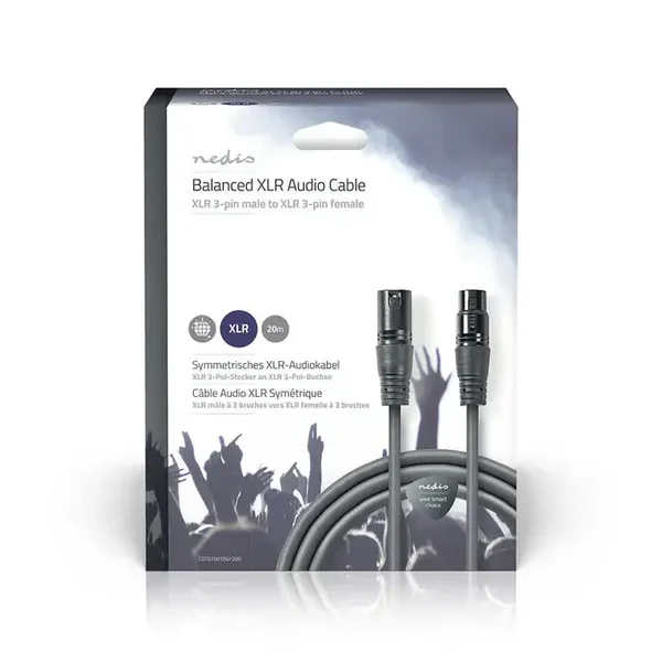 Gebalanceerde Audiokabel XLR 3-Pins Male - XLR 3-Pins Female - Vernikkeld - 20.0 m