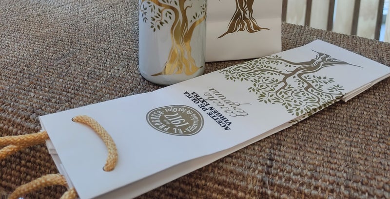 bolsa papel lujo botella aceite