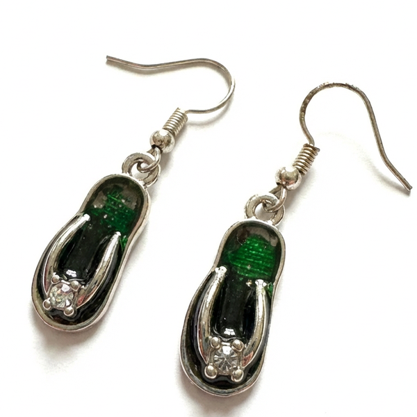 Tropical Summer Flip-Flop Earrings with Crystal Earrings