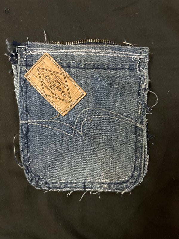 Denim wallet with leather patch